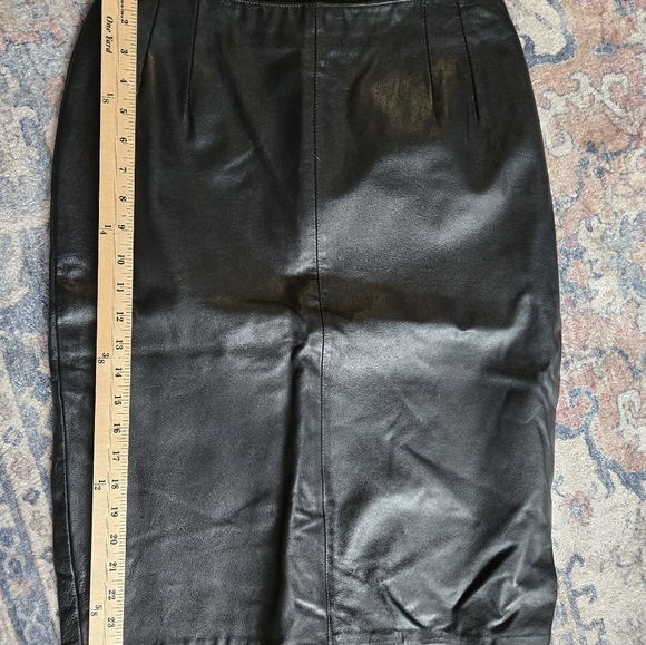 Vintage Bagatelle Black Leather Lined Skirt Sz 10 - Picture 3 of 6